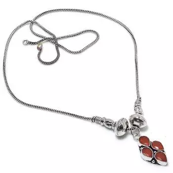 Ожерелье ручной работы из стерлингового серебра 925 пробы с натуральным желтым ониксом 18 дюймов M6i16