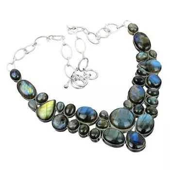 Ожерелье ручной работы из стерлингового серебра 925 пробы с драгоценным камнем огненный лабрадорит, ожерелье из серебра 925 пробы с штампованным драгоценным камнем, натуральное огненное лабрадоритовое ожерелье для матери 18 коричневый