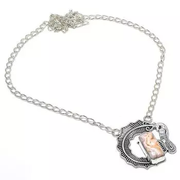 Ожерелье ручной работы из стерлингового серебра 925 пробы с натуральным родохрозитом 18 дюймов V6v27