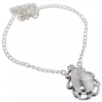 Ожерелье ручной работы из стерлингового серебра 925 пробы с натуральным черным рутилом 18 дюймов M3e50