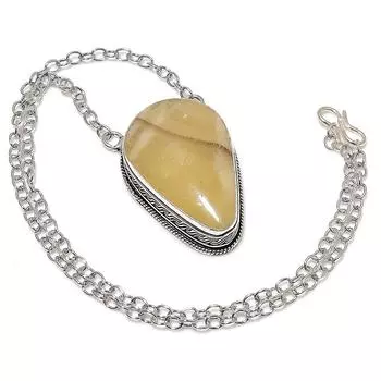 Ожерелье ручной работы из стерлингового серебра 925 пробы с натуральным кальцитом и агатом 20 дюймов g1N21