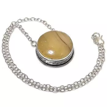 Ожерелье ручной работы из стерлингового серебра 925 пробы с натуральным кальцитом и агатом 20 дюймов w0C40