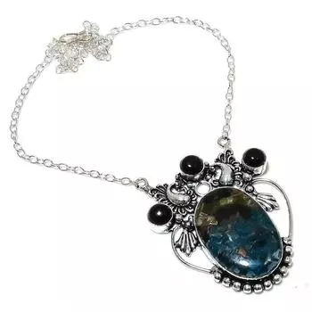 Ожерелье ручной работы из стерлингового серебра 925 пробы с натуральным арбузным турмалином 18 дюймов B9d27