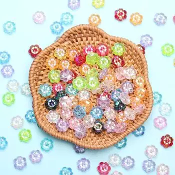 Ожерелье ручной работы, разноцветное для самостоятельного изготовления ювелирных изделий, цветочные бусины, свободные бусины, акриловые 10 мм, сливовый браслет, 120 шт., AB, прозрачные, случайные, смешанные 120Pcs разноцветный