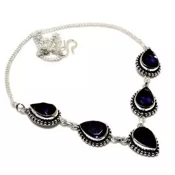 Ожерелье ручной работы с аметистом и серебром 925 пробы, 18 дюймов 18 фиолетовый