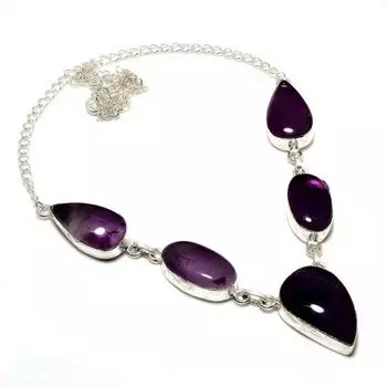 Ожерелье ручной работы с аметистом и серебром 925 пробы, 18 дюймов 18 фиолетовый