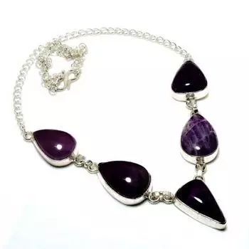 Ожерелье ручной работы с аметистом и серебром 925 пробы, 18 дюймов 18 фиолетовый