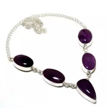 Ожерелье ручной работы с аметистом и серебром 925 пробы, 18 дюймов 18 фиолетовый