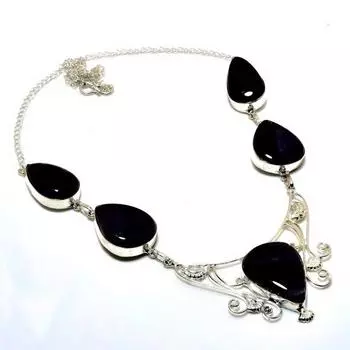 Ожерелье ручной работы с аметистом и серебром 925 пробы, 18 дюймов 18 фиолетовый