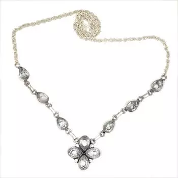 Ожерелье ручной работы с драгоценным камнем Белый топаз на День матери 20 дюймов