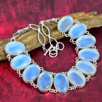 Ожерелье ручной работы с мистическим опалом и драгоценным камнем, стерлинговое серебро 925 пробы, регулируемая цепочка, изящные украшения для Дня благодарения Adjustable with 18 inches белый