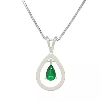 Ожерелье ручной работы с натуральным колумбийским зеленым изумрудом в форме груши