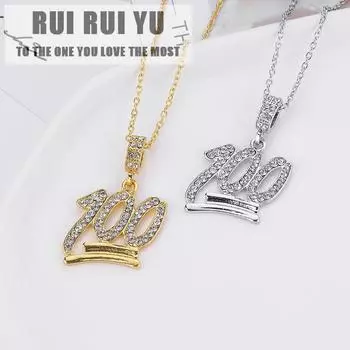 Ожерелье RUI RUI YU в стиле хип-хоп, нейтральное ожерелье с подвеской в форме цифры и ромба золотистый