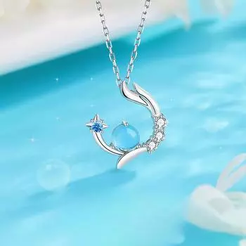 Ожерелье «русалка» из стерлингового серебра 925 пробы, женская универсальная цепочка с особым интересным дизайном из лунного камня в форме слезы русалки 925