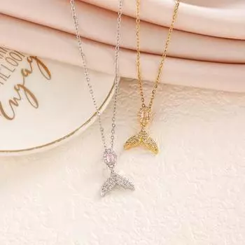 Ожерелье-русалка, полное бриллиантов, розовый рыбий хвост, короткая цепочка на ключицы, аксессуары для женщин