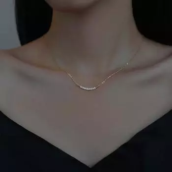Ожерелье S925 Sterling Silver Smile для женщин, особый интерес, легкая роскошная стильная инкрустированная цирконием цепочка для ключицы 925