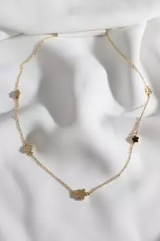 Ожерелье с 5 цветками золотисто-серебряного цвета