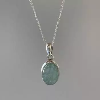 Ожерелье с аквамарином, Нежное колье, Ожерелье в стиле бохо, Ожерелье с аквамарином, Мартовский камень, Ожерелье из стерлингового серебра, Подарок на День матери Free Size зелёный