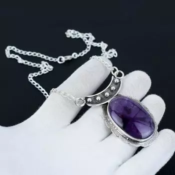 Ожерелье с аметистом, драгоценный камень аметист, ожерелье из стерлингового серебра 925 пробы, украшения из натурального аметиста для женщин, ювелирное ожерелье с аметистом для подарков 20