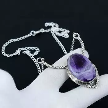 Ожерелье с аметистом шеврона, драгоценный камень с аметистом шеврона, ожерелье из стерлингового серебра 925 пробы, натуральные украшения для женщин, ожерелье с аметистом для подарков 20