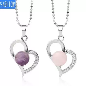 Ожерелье с аметистом, сплав посеребренного цвета с бриллиантом, подвеска «Любовь», роскошное ожерелье для любителей Танабата amethyst