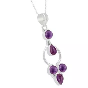 Ожерелье с аметистовым камнем, украшения ручной работы, дизайнерский кулон, подарок для нее, украшения ручной работы. 925 пробы 18 inch