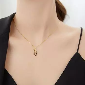 Ожерелье с английской булавкой, медная скрепка, ожерелье для женщин, чокер на ключицу, ювелирное украшение, подарок на годовщину золотистый