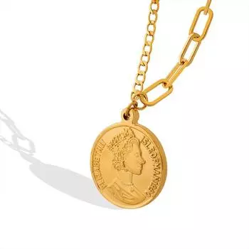 Ожерелье с аватаром в виде королевы-короны, женская индивидуальность, простая английская круглая брендовая подвеска на ключицу, модная тенденция, ювелирные изделия