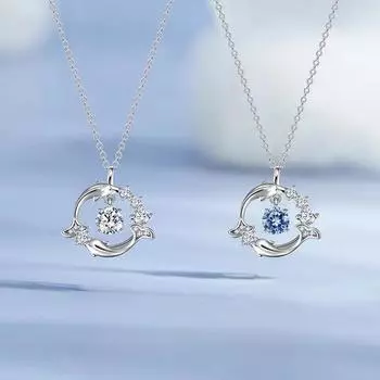 Ожерелье с бьющимся сердцем в виде дельфина для женщин, легкая роскошная нишевая дизайнерская легкая роскошная универсальная подвеска на ключицу синий