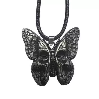 Ожерелье с бабочкой-черепом, готическое ожерелье с подвеской-бабочкой, ожерелье в темном стиле, хип-хоп ожерелье, украшение-насекомое, подарок для женщин и мужчин чёрный