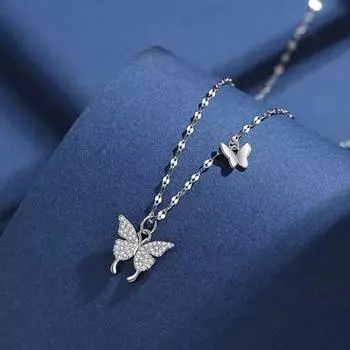 Ожерелье с бабочкой для женщин, кулон в виде бабочки со стразами, чокер, регулируемая цепочка, ювелирные изделия для свидания, работы
