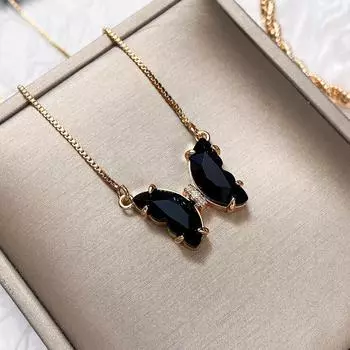 Ожерелье с бабочкой из кристаллов мечты, постепенно меняющееся цветное стеклянное сокровище, цепочка на ключицу для женщин