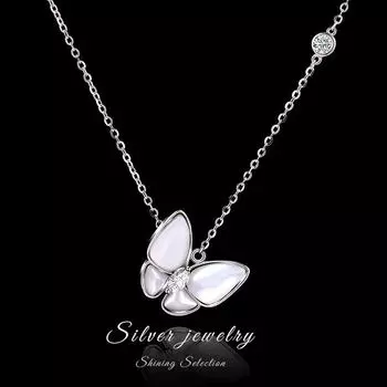 Ожерелье с бабочкой из перламутра S925 Silver - Модная женская подвеска на ключицу YX-4416BJ золотой