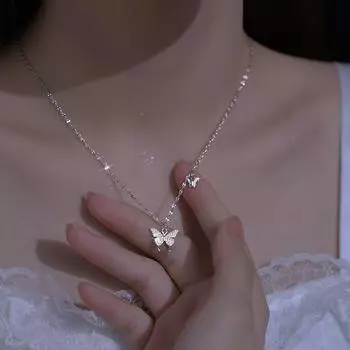 Ожерелье с бабочкой из стерлингового серебра 925 пробы, женское, легкое, роскошное, в стиле меньшинств, с цепочкой-подвеской на ключицу 925