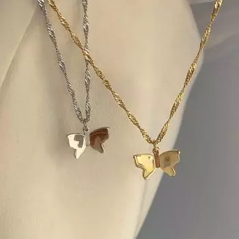 Ожерелье с бабочкой из стерлингового серебра 925 пробы для женщин, золотое, полированное, на ключицу, цепочка, ювелирные изделия, подарки золотой