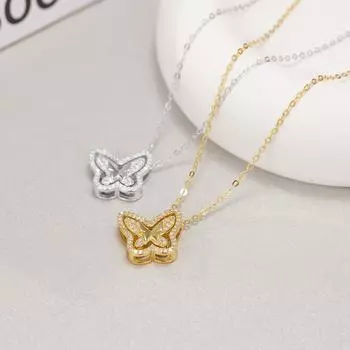 Ожерелье с бабочкой из стерлингового серебра 925 пробы, легкая роскошная цепочка на ключицу из четырех предметов, женская подвеска с бриллиантами, модная 925 silver