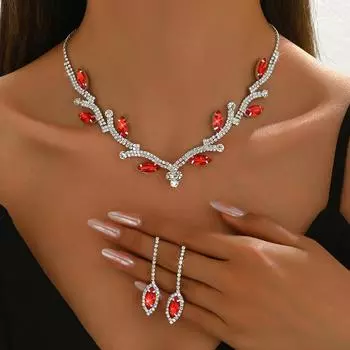 Ожерелье с бахромой из бриллиантовых листьев, легкая роскошная цепочка на ключицу в стиле суда, комплект ювелирных изделий в стиле ретро для женщин