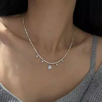 Ожерелье с бахромой из жемчуга и серебра с цирконием, женское, французское, ретро, легкое, роскошное, элегантное, простое, универсальное, на шею, на ключицу