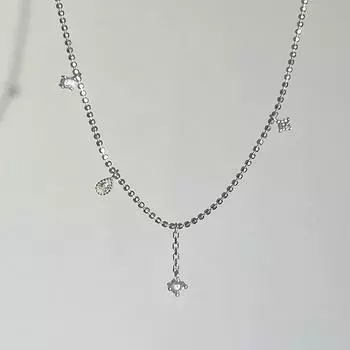 Ожерелье с бахромой в виде капли воды, женское, летнее, темпераментное, циркониевое, река, сияющая, ключичная цепочка, маленькая круглая бусина, прочная цепочка