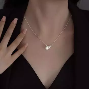 Ожерелье с балансиром из стерлингового серебра 925 пробы для женщин, легкое роскошное ожерелье с жемчугом и темпераментом, легкая роскошная цепочка на ключицы