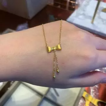 Ожерелье с бантом и кисточками, женская легкая роскошная нишевая мода, милая на ходу, принцесса, ключичная цепочка, темпераментная цепочка из нержавеющей стали