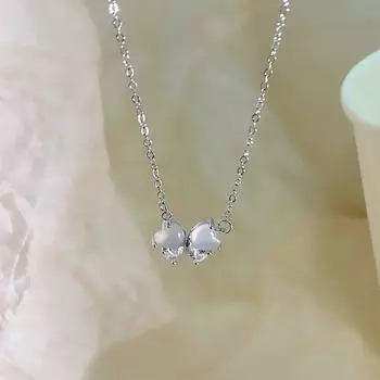 Ожерелье с бантом из белого нефрита, милое, изысканное, на ключицу, легкая роскошь, ощущение высокого класса, на каждый день