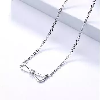 Ожерелье с бантом из стерлингового серебра S925, женская цепочка на ключицы, японская и корейская простая универсальная модель 925