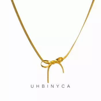 Ожерелье с бантом на ключицу, ювелирные изделия из нержавеющей стали, индивидуальные аксессуары для вечеринок для девочек, цепочка из змеиной кости серебряный