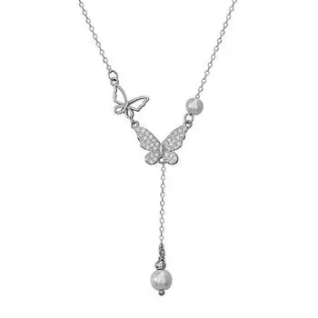 Ожерелье с бантом, усовершенствованный дизайн, цепочка на ключицу, новинка 2024 года, женское роскошное нишевое жемчужное ожерелье ins