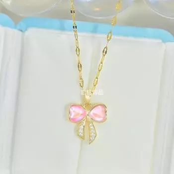 Ожерелье с бантом Женское Легкая роскошь Простое Подвеска с магическим камнем