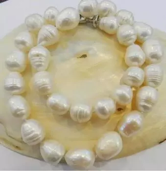 ОЖЕРЕЛЬЕ С БЕЛЫМ НАСТОЯЩИМ ЖЕМЧУГОМ 18 ДЮЙМОВ В ФОРМЕ РИСА 10-11 ММ