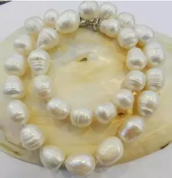 ОЖЕРЕЛЬЕ С БЕЛЫМ НАСТОЯЩИМ ЖЕМЧУГОМ В ФОРМЕ РИСА 12-13 ММ 18 ДЮЙМОВ