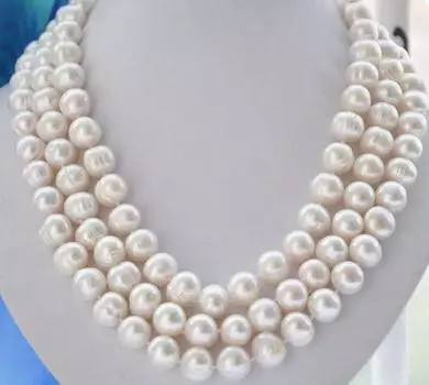 ОЖЕРЕЛЬЕ С БЕЛЫМ ПРЕСНОВОДНЫМ КУЛЬВИРОВАННЫМ ЖЕМЧУГОМ 8–9 ММ 58 ДЮЙМОВ
