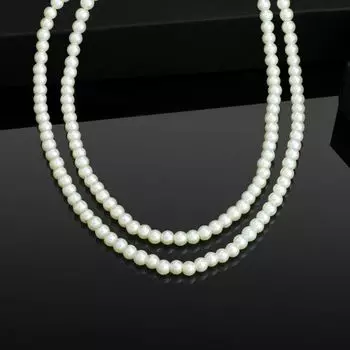 Ожерелье с белым жемчугом Double Line